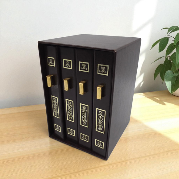 Mid Century Photo Album Set for 3x5 Photos (Embossed Spines with Gold Handles) - Picture 3 of 15